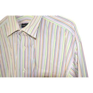Robert Talbott Shirt  17 1/2 / 36 Colorful Striped Dress Shirt Button Up LS